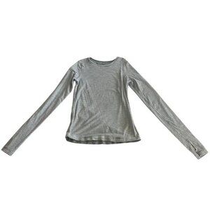 Ivivva Girls Gray and White Striped Lined Long Sleeve Tee Size 8